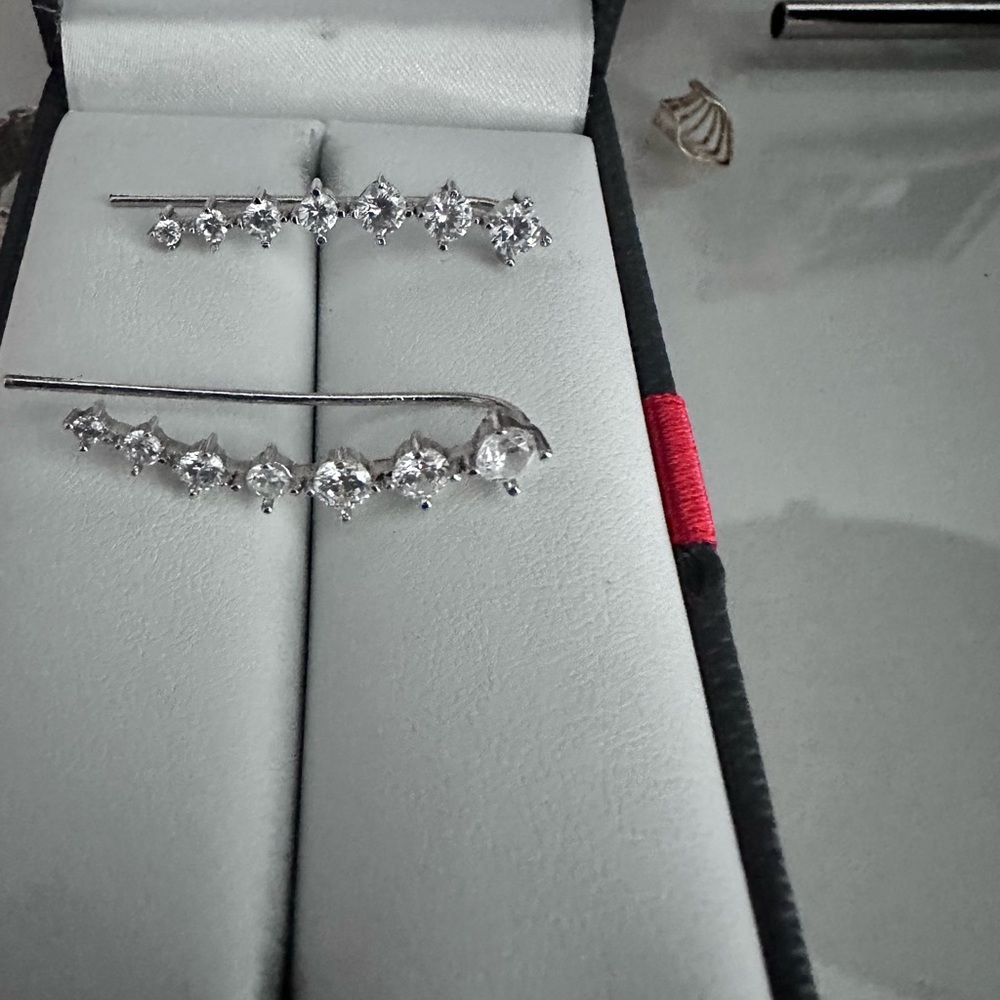 Ear length cubic earrings